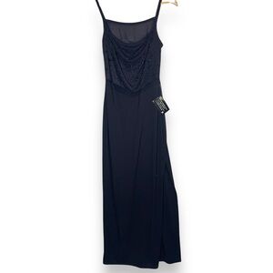 Vintage 90s Deadstock New Old Stock Maurices Black Sequin Corset Mesh Gown